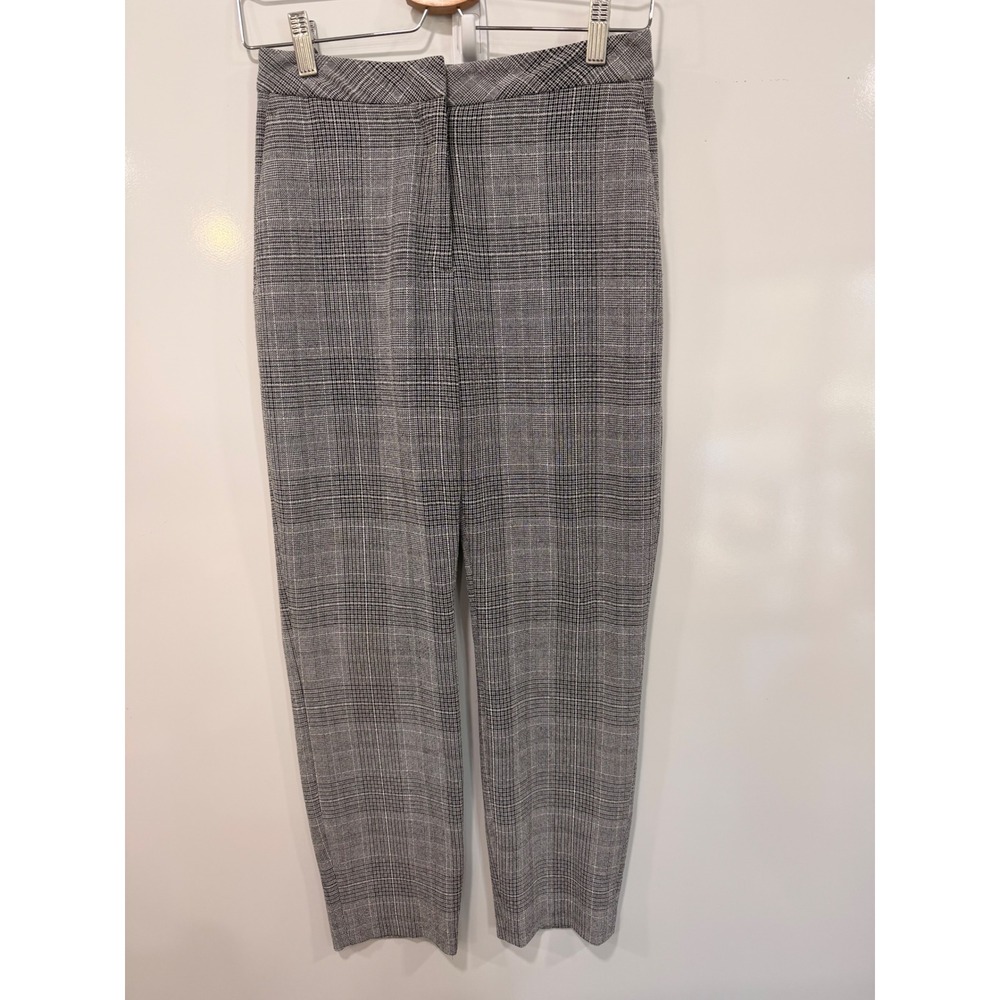 HM Women Black White Glen Plaid Ankle Dress Pants Size 2 Tapered High Rise
